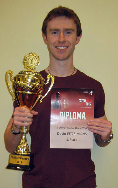 David Fitzsimons with the trophy he won for 1st place in the Inaugural Summer Prague Open