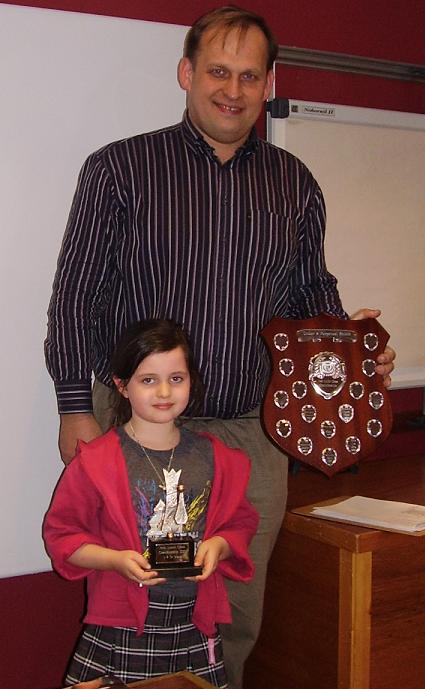 Paula Eglite-Mullee, U8 winner, 2007 Irish Junior Championships with GM A.Baburin.