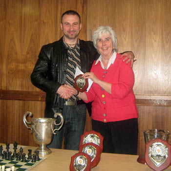 Leinster Championships - Gyorgy Valkes recives his prize.