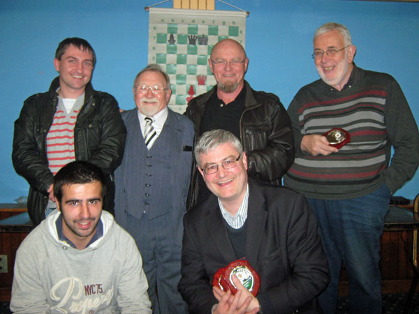 Bray/Greystones, winners of the William Brennan Memorial Trophy, with Mick Germaine