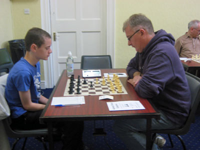 Ronan Magee (left) playing winner John Delaney FM in the City of Dublin Masters