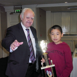Henry Li, St. Mary's National School, winner of the October ChessForAll event, and Michael Crowe, organiser