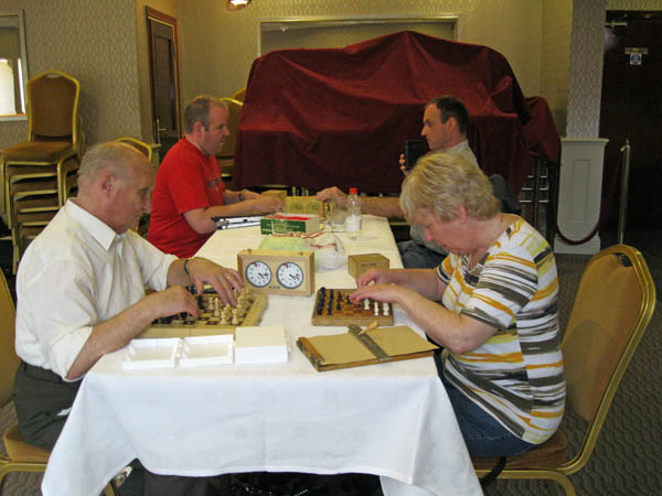 Shane Hall Memorial: background, left, Tony Murray (IRL), right, John Carroll (IRL); foreground, left, Stan Lightowler (IRL), right, Ann Casey (IRL)