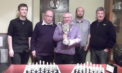 Tralee Chess Club - Munster League Division 2 Champions 2012/13 <br>Eric Salsac, Paul Shanahan, Padraig OSullivan, John Keane and Alan Salsac.